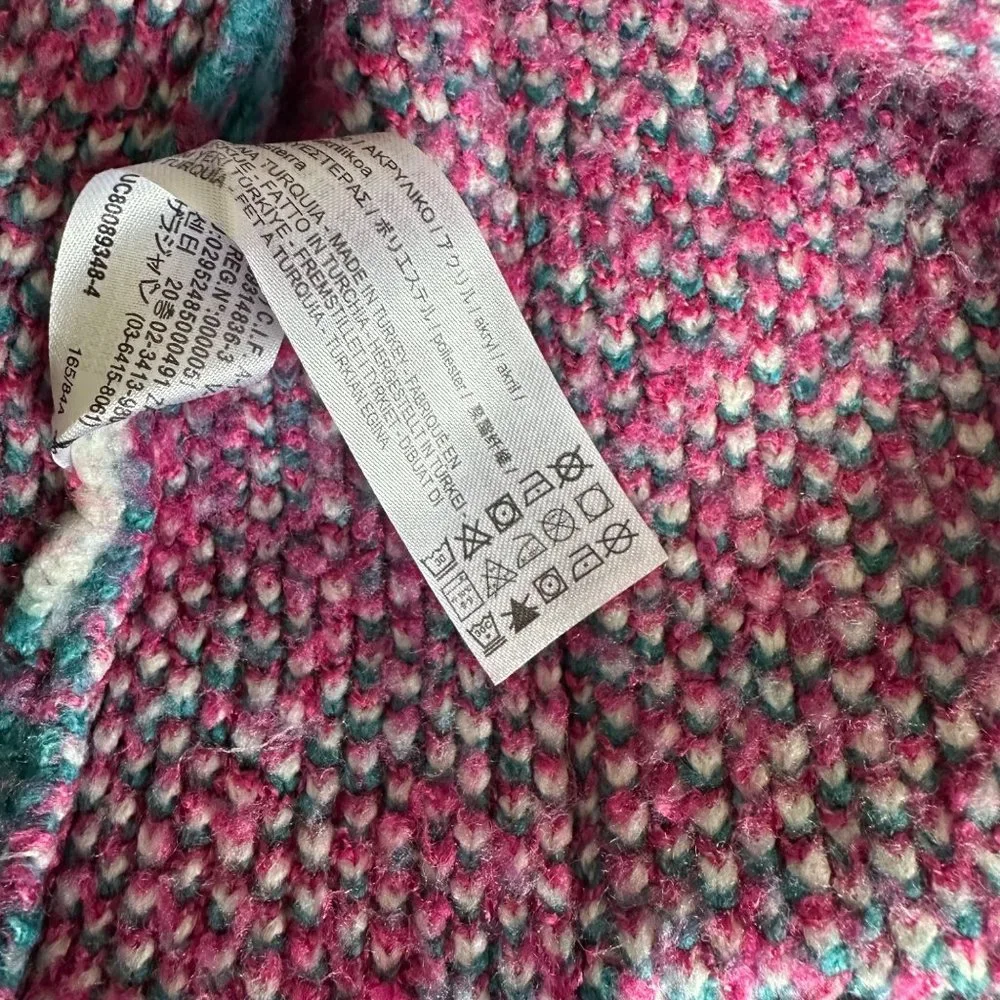 Zara Argyle Knit Jacquard Sweater Cardigan Round Neck Blue Color Sz S - Picture 8 of 8